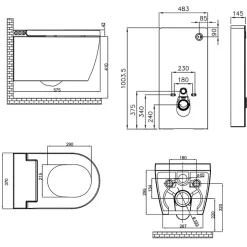 Planète Bain Pack WC Bati support mural avec cuvette lavante - Façade blanche -Wc japonais - Tesa* Wc Japonais