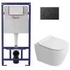 Swiss Aqua Technologies Pack WC bâti-support + WC sans bride Ceramia PixL avec abattant SoftClose + plaque noir (STCEPXWT03-FR)