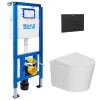 Roca Pack WC bâti-support + WC suspendu sans bride Ceramia avec abattant SoftClose + plaque (ROCE14WT06-FR)* Wc Suspendu