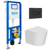 Roca Pack WC bâti-support + WC suspendu sans bride Ceramia avec abattant SoftClose + plaque (ROCE14WT03-FR)* Wc Suspendu
