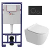 Swiss Aqua Technologies Pack WC bâti-support autoportant + WC sans bride Ceramia PixL avec abattant SoftClose + plaque noir (STCEPXWT02-U)