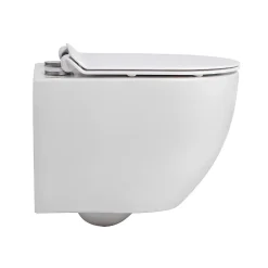 Swiss Aqua Technologies Pack WC bâti-support autoportant + WC sans bride Ceramia PixL avec abattant SoftClose + plaque noir (STCEPXWT02-U)