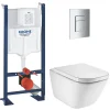 Grohe Pack WC bâti-support autoportant Rapid SL + WC suspendu Roca avec abattant SoftClose + plaque chrome (GRRROGAWR03-U)* Wc Suspendu