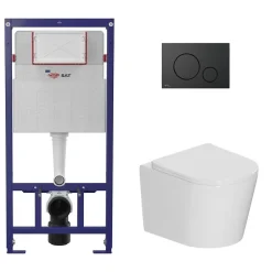Swiss Aqua Technologies Pack WC bâti-support léger 112 cm ECO 2L + WC suspendu Ceramia + plaque noir mat (STECE14WT02-FR)