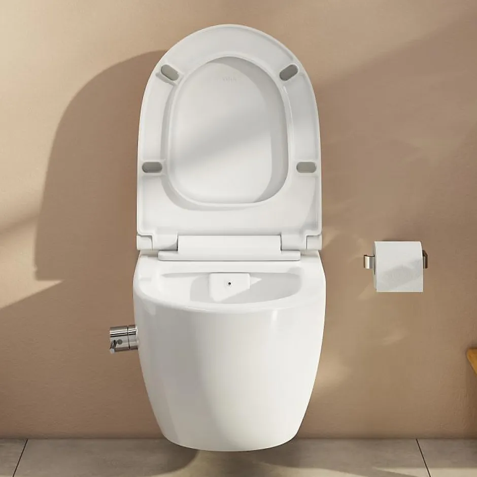 Swiss Aqua Technologies Pack WC Bâti-support Rapid SL + WC sans bride avec fonction bidet thermostatique + Plaque chrome* Wc Suspendu