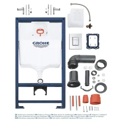 Grohe Pack WC bâti-support Rapid SL + WC suspendu sans bride + abattant SoftClose + plaque chrome, blanc (RAPIDSL-CETOR)* Wc Suspendu