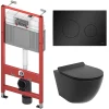 Badland Pack WC Bâti-support TECEbase + WC Rolo noir + tapis d'isolation acoustique + plaque noir* Wc Suspendu