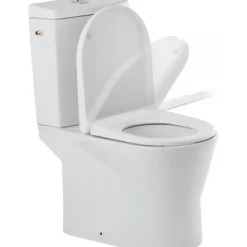Sanindusa Pack WC cuvette+réservoir+abattant frein de chute+fixations caréné évacuation arrière alim. chasse d'eau par le côté blanc* Wc À Poser