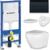 Badland Pack WC GEBERIT Bâti-support Duofix+WC Slim Soft-Close ROLO blanc+tapis d'isolation acoustique+plaque noir* Wc Suspendu