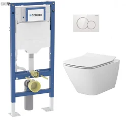 Geberit Pack WC UP320 + Cuvette sans bride Mesto Square + Plaque Sigma Blanc