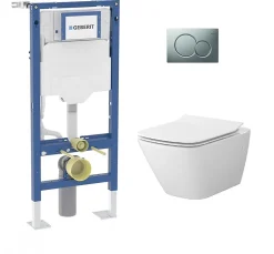 Geberit Pack WC UP320 + Cuvette sans bride Mesto Square + Plaque Chromé Mat* Wc Suspendu