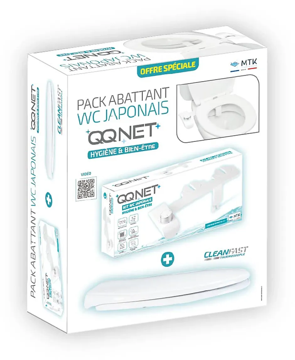 MTK Pack WC japonais : abattant + kit lavant - Hygiène parfaite sans électricité - QQ Net Cleanfast* Wc Japonais