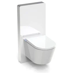 Bernstein Pack WC japonais + Module sanitaire Blanc, Toilettes suspendu lavant + Abattant LED, Chasse eau 180 - 59x38x38cm - Basic 1102