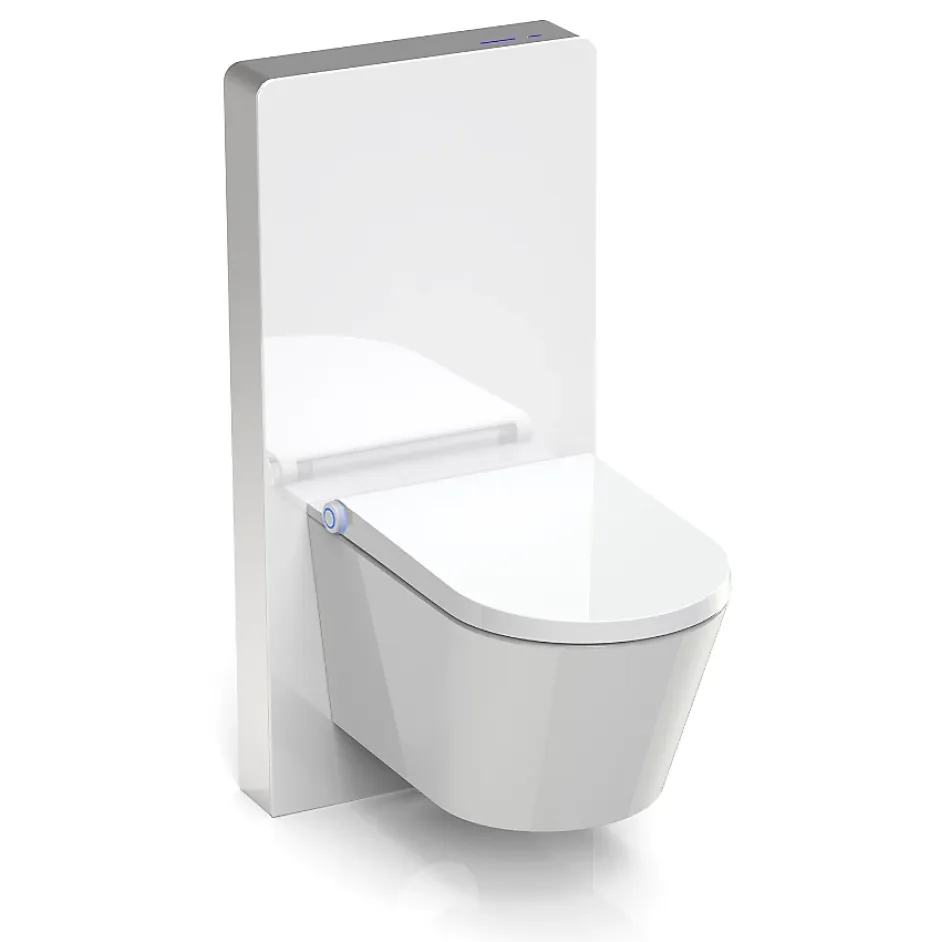 Bernstein Pack WC japonais + Module sanitaire Blanc, Toilettes suspendu lavant + Abattant LED, Chasse eau 180 - 59x38x38cm - Basic 1102