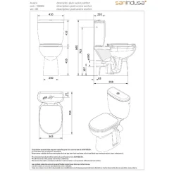 Sanindusa Pack WC PMR Aveiro Confort Normes handicap, évacuation arrière, alimentation latérale, blanc