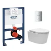 Grohe Pack WC Rapid SL + Cuvette sans bride SAT, fixations invisibles + Plaque Chrome (RapidSL082-SATrimless-1)