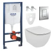 Grohe Pack WC Rapid SL + Cuvette Ideal Standard Tesi Aquablade rimless + Plaque de commande Skate Chrome (AQUA-SET)* Wc À Poser