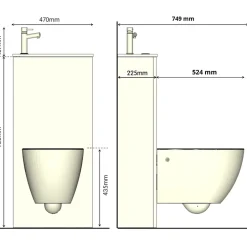 Planète Bain Pack WC suspendu avec lave-mains intégré + cuvette sans bride fixations invisibles Ceres