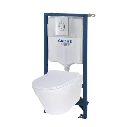 Grohe Pack WC suspendu blanc cuvette sans bride Fuerte et bâti-support sol et mur* Wc Suspendu