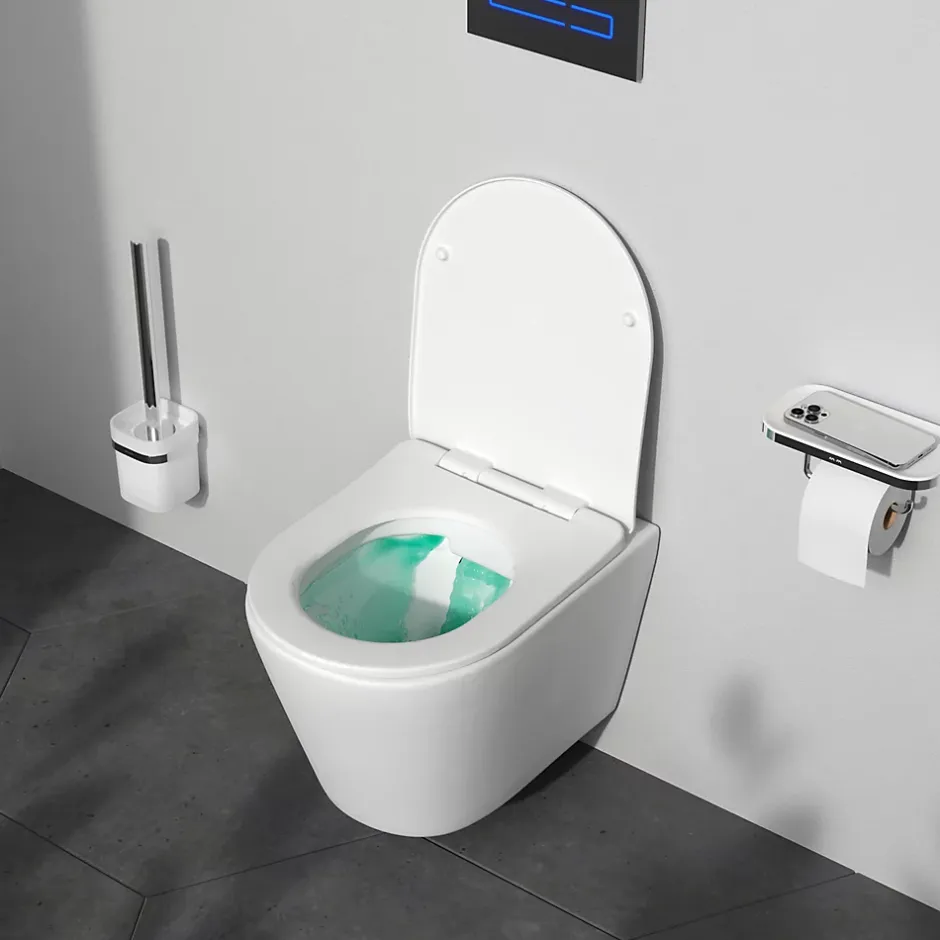 Am.Pm Europe Pack WC suspendu bâti mural et cuvette Plaque Round Blanche Pack WC Bati-support AM.PM X-Joy S* Wc Suspendu