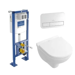 Villeroy & Boch Pack WC suspendu compact sans bride VILLEROY ET BOCH O.novo + abattant + plaque blanche + bâti* Wc Suspendu