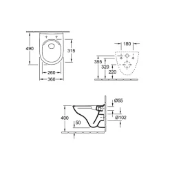 Villeroy & Boch Pack WC suspendu compact sans bride VILLEROY ET BOCH O.novo + abattant + plaque blanche + bâti* Wc Suspendu