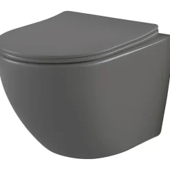 Planète Bain Pack WC suspendu gain de place bâti mural verre noir + cuvette sans bride gris mat corolla* Wc Suspendu