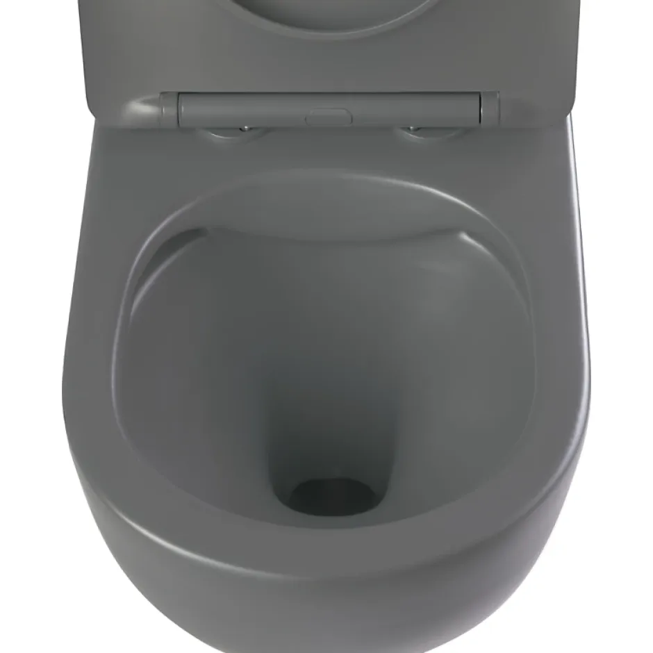 Planète Bain Pack WC suspendu gain de place bâti mural verre noir + cuvette sans bride gris mat corolla* Wc Suspendu