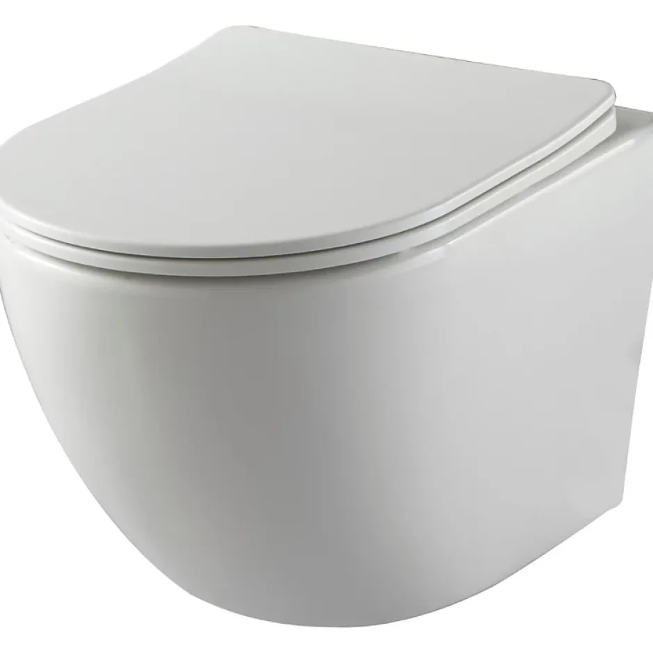 Planète Bain Pack WC suspendu gain de place bâti mural verre blanc + cuvette sans bride Corolla* Wc Suspendu