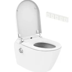 SFA Pack WC suspendu lavant avec cuvette sans bride, LED et télécommande, Saniwash