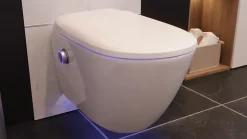 SFA Pack WC suspendu lavant avec cuvette sans bride, LED et télécommande, Saniwash