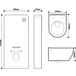 Planète Bain Pack WC suspendu mural en verre blanc et cuvette carénée sans bride CERES