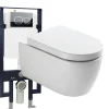 Bernstein Pack WC suspendu NT2039 blanc brillant, abattant Soft-Close avec bâti-support G3008 + plaque de déclenchement noir mat Modèle 4111* Wc Suspendu