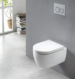 Bernstein Pack WC suspendu NT2039 blanc brillant, abattant Soft-Close avec bâti-support G3008 + plaque de déclenchement noir mat Modèle 4111* Wc Suspendu