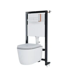 GoodHome Pack WC suspendu sans bride Luvia avec bâti-support sol et mur autoportant Silgo