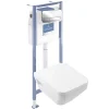 Villeroy & Boch Pack WC suspendu sans bride Architectura Twistflush e3 rectangle+bâti-support sol et mur+plaque chrome brillant* Wc Suspendu