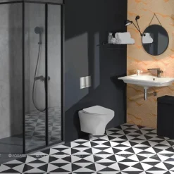 Jacob Delafon Pack WC suspendu sans bride compact Nouvelle vague+ bâti-support + plaque Blanc brillant