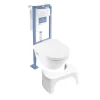 Villeroy & Boch Pack WC suspendu sans bride VILLEROY ET BOCH Architectura Directflush + abattant + plaque blanche + bâti + Tabouret blanc