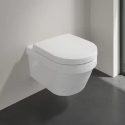 Villeroy & Boch Pack WC suspendu sans bride VILLEROY ET BOCH Architectura Directflush + abattant + plaque blanche + bâti + Tabouret blanc