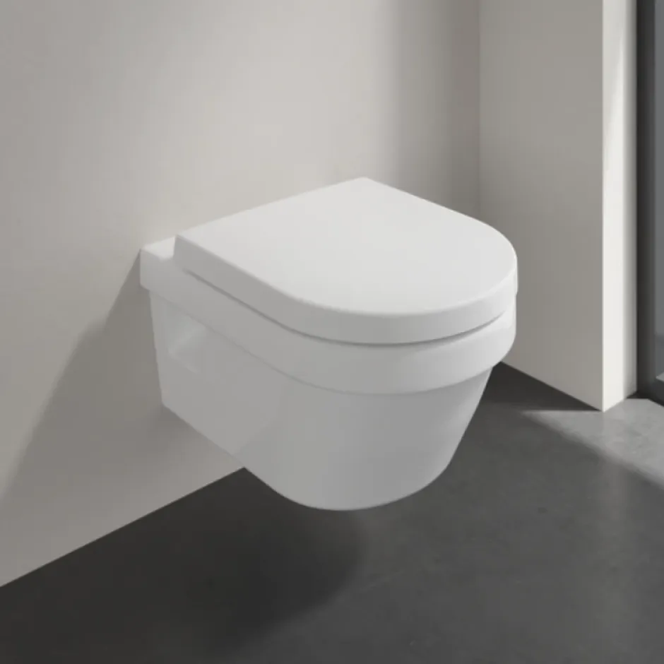 Villeroy & Boch Pack WC suspendu sans bride VILLEROY ET BOCH Architectura Directflush + abattant + plaque blanche + bâti + Tabouret blanc