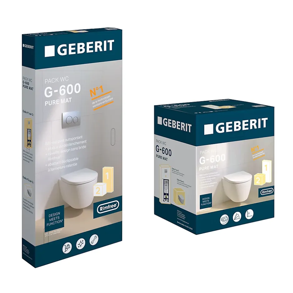Geberit Pack WC suspendu sans bride, G-600 Pure Mat