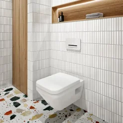 Villeroy & Boch Pack WC suspendu sans bride Architectura Twistflush e3 rectangle + bâti-support sol et mur + plaque blanc