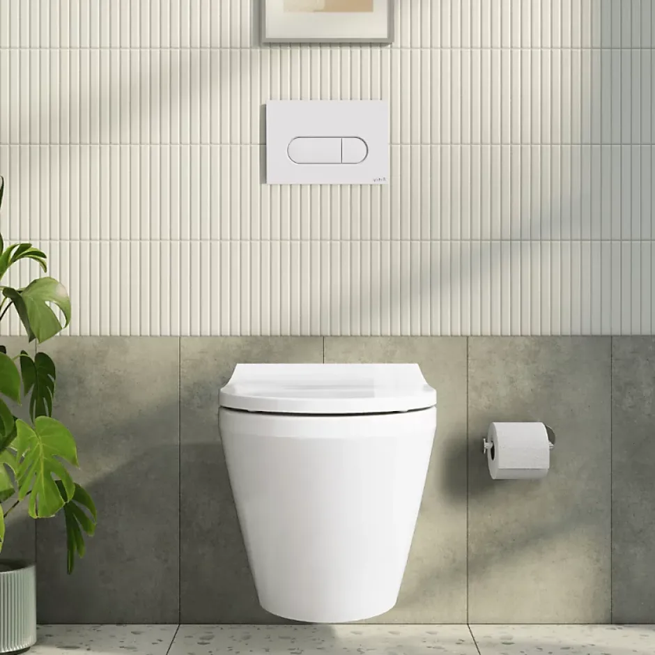 Vitra Pack WC suspendu Integra blanc + bâti mur porteur V-Fix Core + Plaque Round Blanche* Wc Suspendu