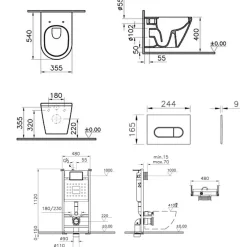 Vitra Pack WC suspendu Integra blanc + bâti mur porteur V-Fix Core + Plaque Round Blanche* Wc Suspendu