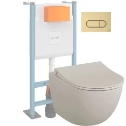 Vitra Pack WC suspendu Sento lin mat + bâti autoportant V-Fix Core + Plaque Round noir mat* Wc Suspendu