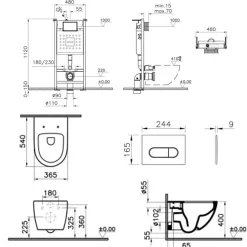 Vitra Pack WC suspendu Sento blanc + bâti autoportant V-Fix Core + Plaque Round Blanche