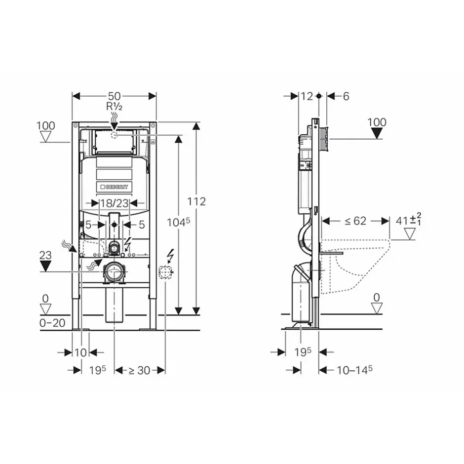 Geberit Pack WC UP320 autoportant + Cuvette Subway 3.0 + Plaque Sigma Blanche* Wc Suspendu
