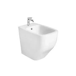 Kiamami Valentina Paire D'appareils Sanitaires Sur Pied, Blanc Brillant, Avec Abattants De Toilettes