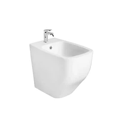 Kiamami Valentina Paire De Bidet Et Wc Sur Pied Blanc Mat Avec Couvercle De Toilette