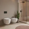 Laneri Paire de Sanitaires Suspendus Bent Rim - Cuvette + Bidet Rimless Blanc Brillant - Abattant Soft-Close